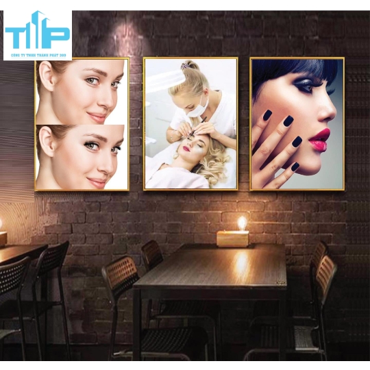 Khung tranh tráng gương -Bộ 3 tranh - Tranh nối mi siêu đẹp cho tiệm nối mi, spa, nail