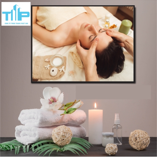 Khung tranh tráng gương - Spa massage cổ vai gáy 