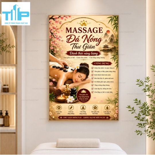 Bộ tranh tráng gương decor tiệm gội đầu dưỡng sinh, massage trị liệu,...