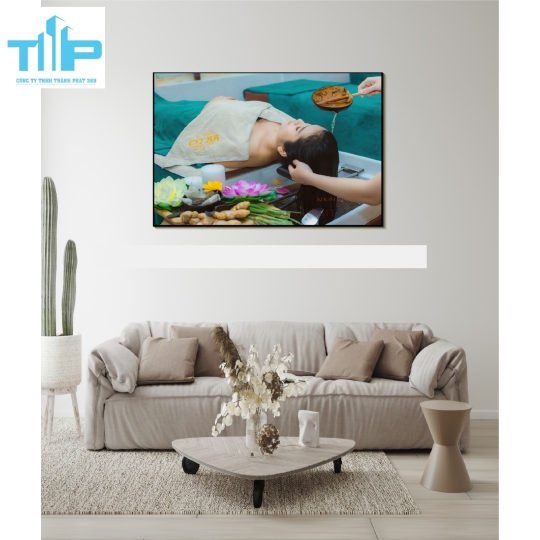 Khung tranh tráng gương treo tường tiệm spa, nail 