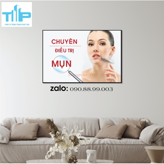 Tranh tráng gương chăm sóc da cho thẩm mỹ viện 