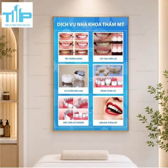 Tranh Tráng Gương Phòng Khám Nha Khoa – Bộ Tranh Kiến Thức Răng Miệng Cao Cấp