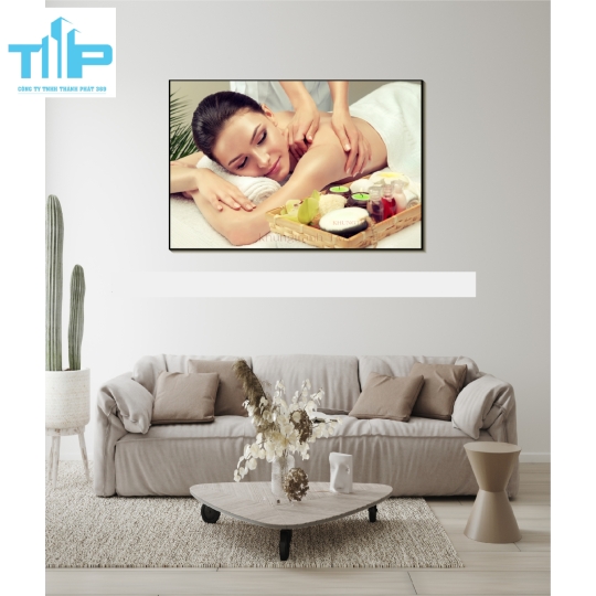 Khung tranh tráng gương treo tường tiệm spa, nail 
