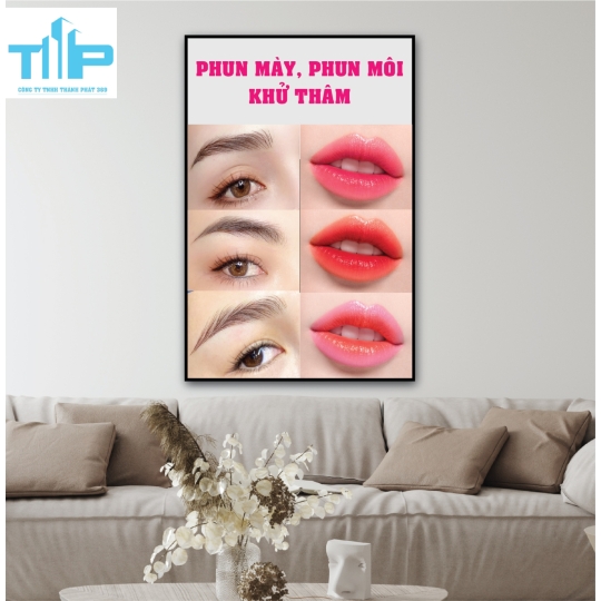 khung  tranh tráng gương phun xăm  môi dành cho thẩm mỹ viện spa