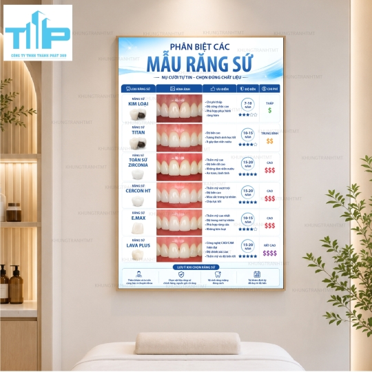 Tranh Tráng Gương Phòng Khám Nha Khoa – Bộ Tranh Kiến Thức Răng Miệng Cao Cấp