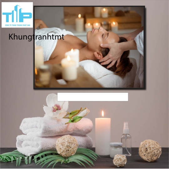 Khung tranh tráng gương - Spa massage cổ vai gáy 