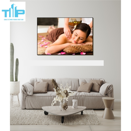 Khung tranh tráng gương treo tường tiệm spa, nail 