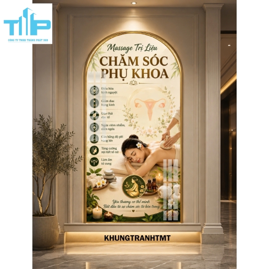 Massage trị liệu, chăm sóc cơ thể toàn diện - Tranh vòm tráng gương decor spa, dưỡng sinh