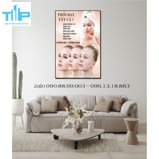Tranh tráng gương trang trí thẩm mỹ viện 